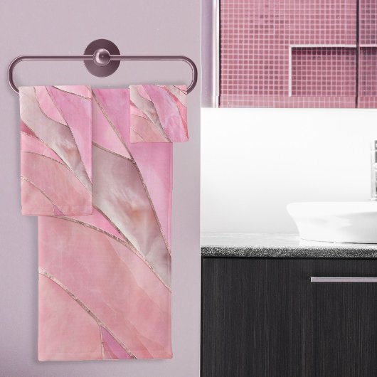 Roos Blush Pink - Mozaïekgolven Bad Handdoek