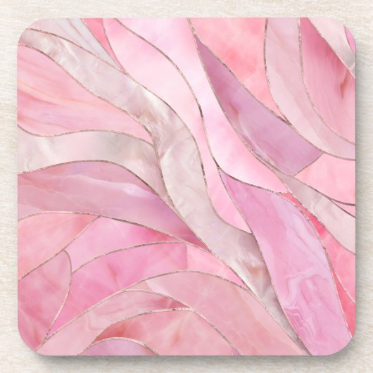 Roos Blush Pink - Mozaïekgolven Bier Onderzetter (Voorkant)