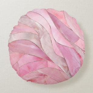 Roos Blush Pink - Mozaïekgolven Rond Kussen