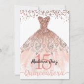 Roos Blush Pink Quinceanera Birthday Uitnodiging (Voorkant)