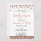 Roos Blush Pink Quinceanera Birthday Uitnodiging (Achterkant)