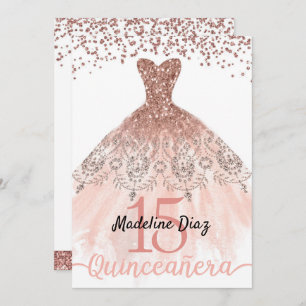 Roos Blush Pink Quinceanera Birthday Uitnodiging