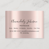 Roos Blush Powder Pink Makeup Artist Event Planner Visitekaartje (Achterkant)