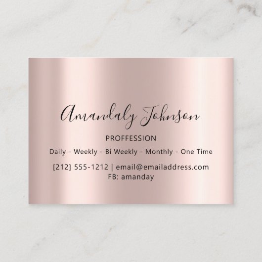 Roos Blush Powder Pink Makeup Artist Event Planner Visitekaartje (Achterkant)