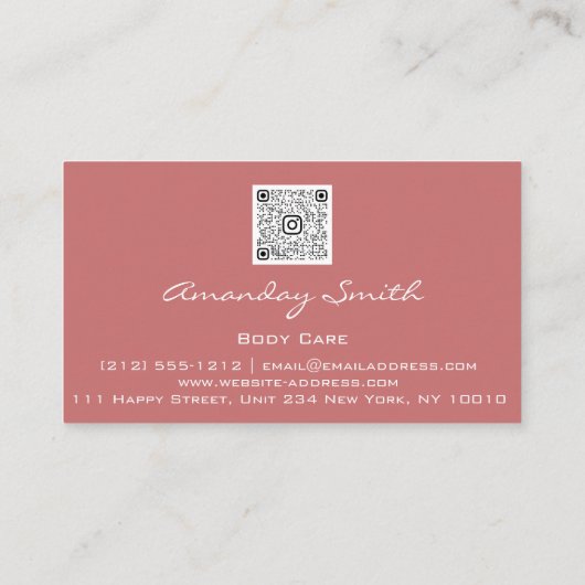 Roos Blush Quality Nail Script QR Code Logo Visitekaartje (Achterkant)
