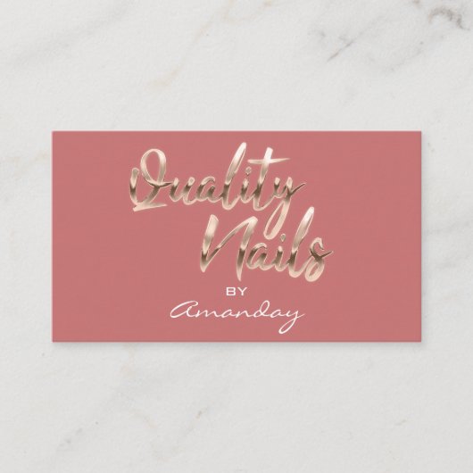 Roos Blush Quality Nail Script QR Code Logo Visitekaartje (Voorkant)