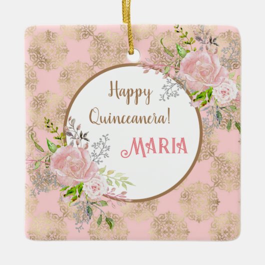 Roos Blush Quinceanera Ornament (Voorkant)