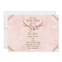 Roos Blush Roze Bloemen Herten Uitnodigingen