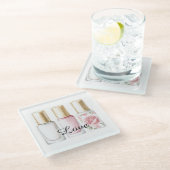  Roos Blush Roze Bloemen Nagellak Glazen Onderzetter (Schuin)