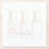  Roos Blush Roze Bloemen Nagellak Glazen Onderzetter (Achterkant)