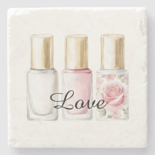 Roos Blush Roze Bloemen Nagellak Stenen Onderzetter