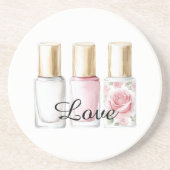  Roos Blush Roze Bloemen Nagellak Zandsteen Onderzetter (Voorkant)