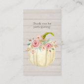 Roos Blush Roze Bloemen Witte Pompoen Luier Raffle Visitekaartje (Achterkant)