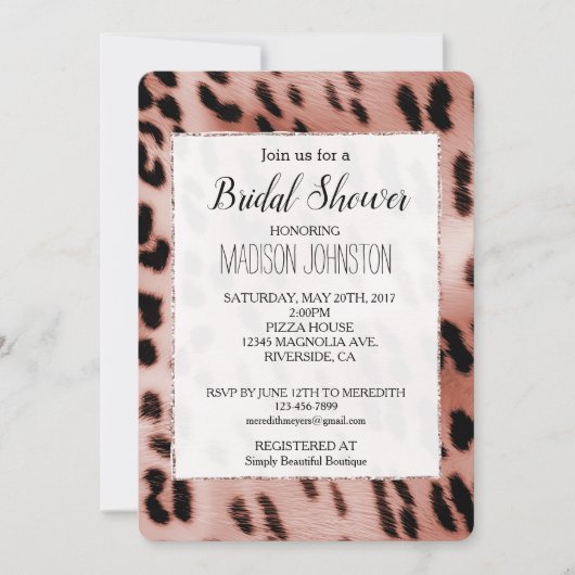 Roos Blush Roze Wit Luipaard Kaart (Voorkant)