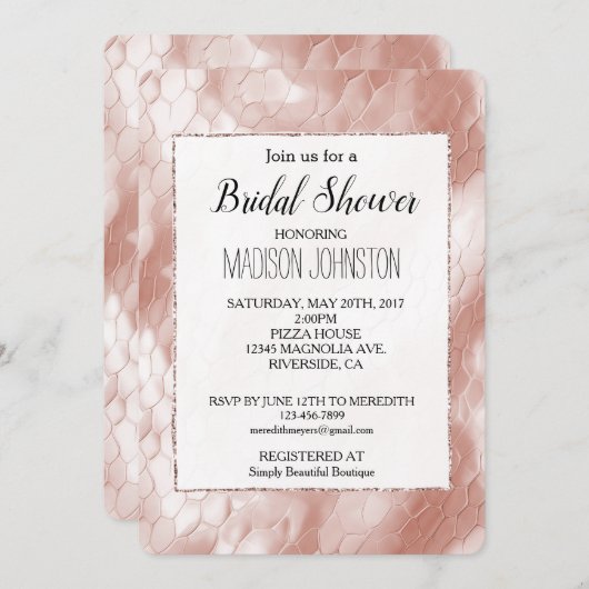 Roos Blush Roze Wit Snake Skin Kaart (Voorkant / Achterkant)