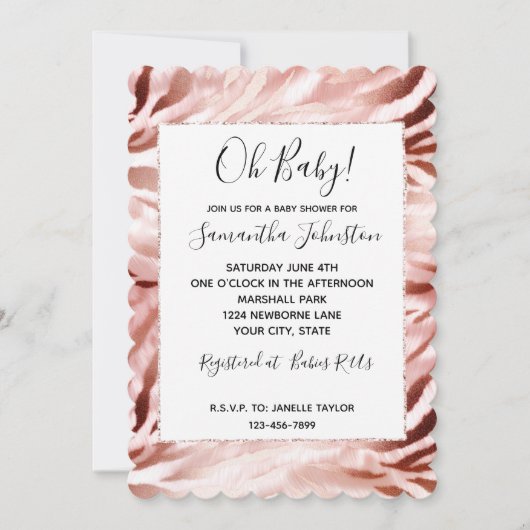 Roos Blush Roze Zebra Kaart (Voorkant)