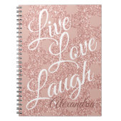 Roos Blush Script Live Liefde Lach Glitter Stippen Notitieboek (Voorkant)