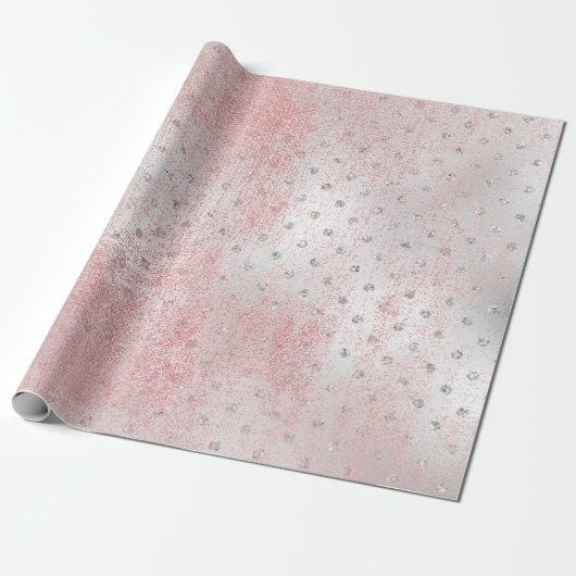 Roos Blush Silver Grey Gold Beauty Roze Stippen Cadeaupapier (Uitgerold)