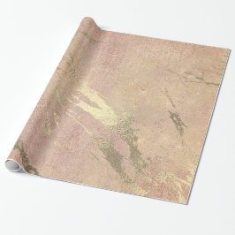 Roos Blush Strokes Skin Gold Marble Shiny VIP Cadeaupapier