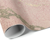 Roos Blush Strokes Skin Gold Marble Spark Cadeaupapier (Rol Hoek)