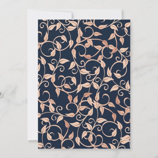 Roos Blush Vine en bladeren bruiloft Kaart (Achterkant)