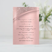 Roos Blush Vonk Glitter Bruidslief 16e Kaart (Staand voorkant)