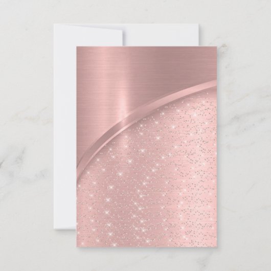 Roos Blush Vonk Glitter Bruidslief 16e Kaart (Achterkant)