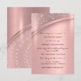 Roos Blush Vonk Glitter Bruidslief 16e Kaart