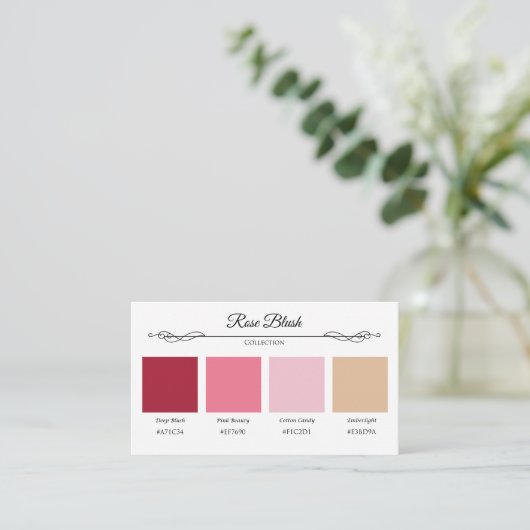 Roos Blush Wedding Collectie Kleurstaal Kaart (Staand voorkant)