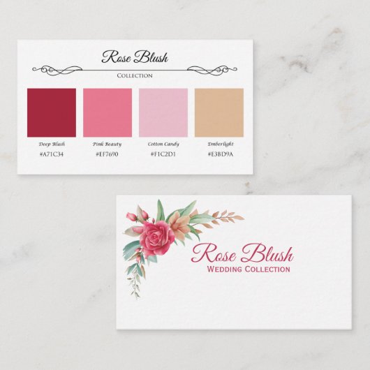 Roos Blush Wedding Collectie Kleurstaal Kaart (Voorkant / Achterkant)