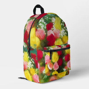 Roos Boeket Schilderij - Leuke Originele Bloem Kun Bedrukte Rugzak