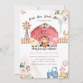 roos Boerderij Barnyard Animals Birthday Bash Invi Kaart (Voorkant)