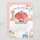 roos Boerderij Barnyard Animals Birthday Bash Invi Kaart (Voorkant / Achterkant)