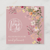 Roos Boho bloemenevent planner logo qr code Vierkante Visitekaartje (Voorkant)
