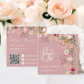 Roos Boho bloemenevent planner logo qr code Vierkante Visitekaartje