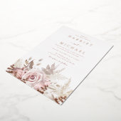 Roos Boho Floral Lijst bruiloft Folie Uitnodiging (Gedraaid)