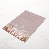 Roos Boho Floral Lijst Wedding Real Folie Uitnodiging (Gedraaid)
