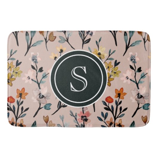 Roos Boho Floral Waterverf Aangepast Badmat (Voorkant)