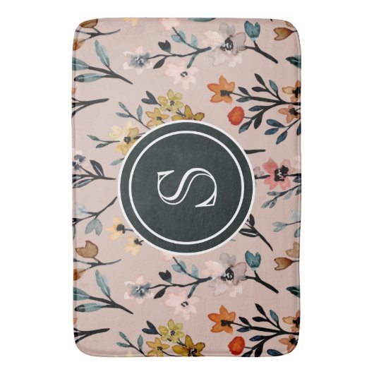 Roos Boho Floral Waterverf Aangepast Badmat (Voorkant Verticaal)