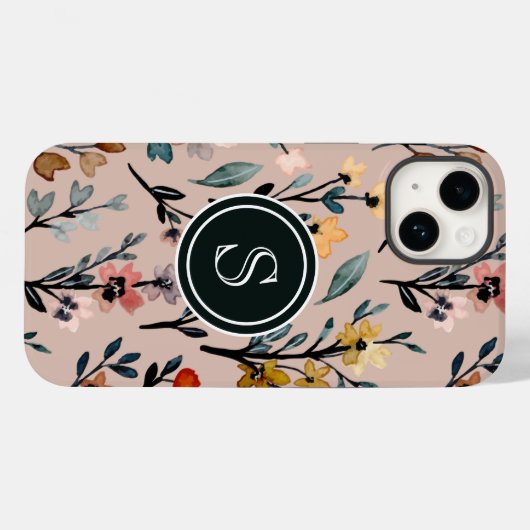 Roos Boho Floral Waterverf Aangepast Case-Mate iPhone Case (Achterkant (horizontaal))