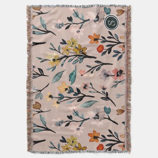 Roos Boho Floral Waterverf Aangepast Deken (Voorkant Verticaal)