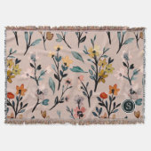 Roos Boho Floral Waterverf Aangepast Deken (Voorkant)