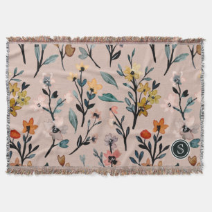 Roos Boho Floral Waterverf Aangepast Deken