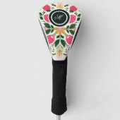 Roos Boho Floral Waterverf Aangepast Golfheadcover (Voorkant)
