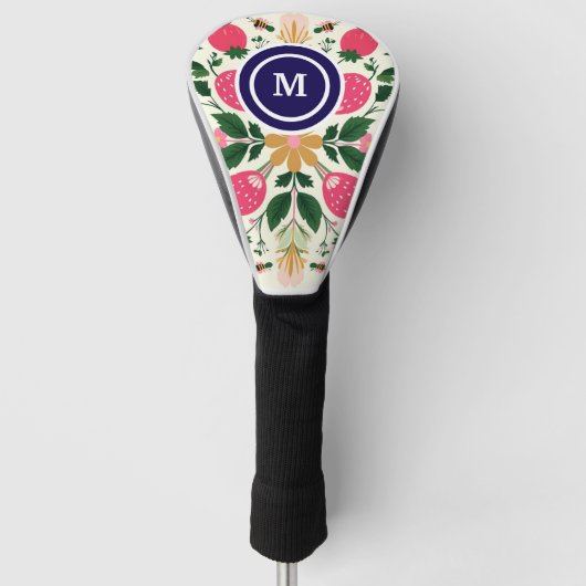 Roos Boho Floral Waterverf Aangepast Golfheadcover (Voorkant)