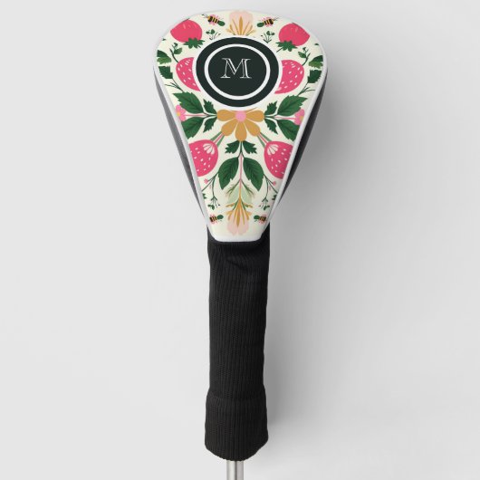 Roos Boho Floral Waterverf Aangepast Golfheadcover (Voorkant)