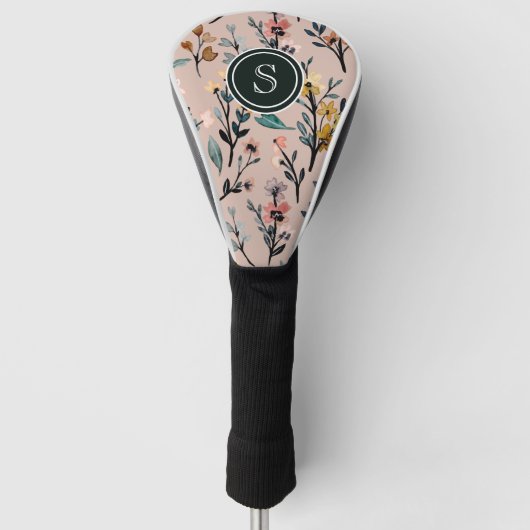 Roos Boho Floral Waterverf Aangepast Golfheadcover (Voorkant)