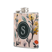 Roos Boho Floral Waterverf Aangepast Heupfles (Links)