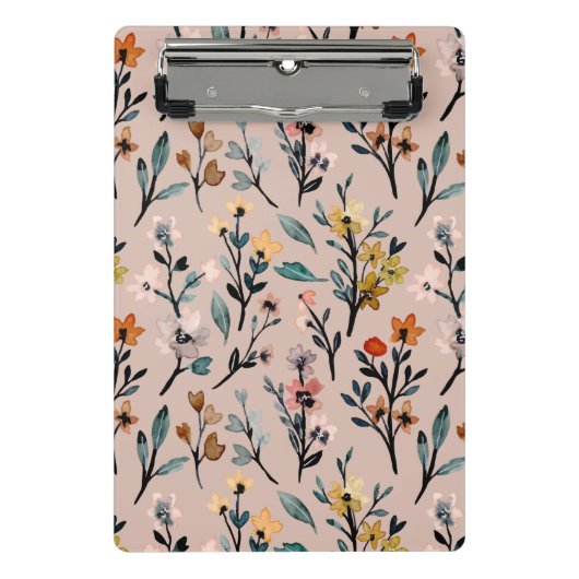 Roos Boho Floral Waterverf Aangepast Mini Klembord (Voorkant)