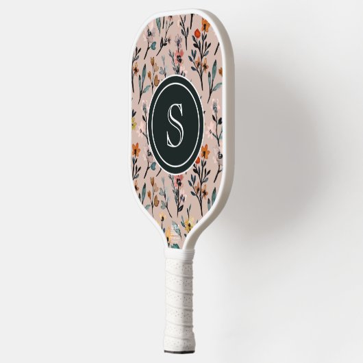 Roos Boho Floral Waterverf Aangepast Pickleball Paddle (Links)